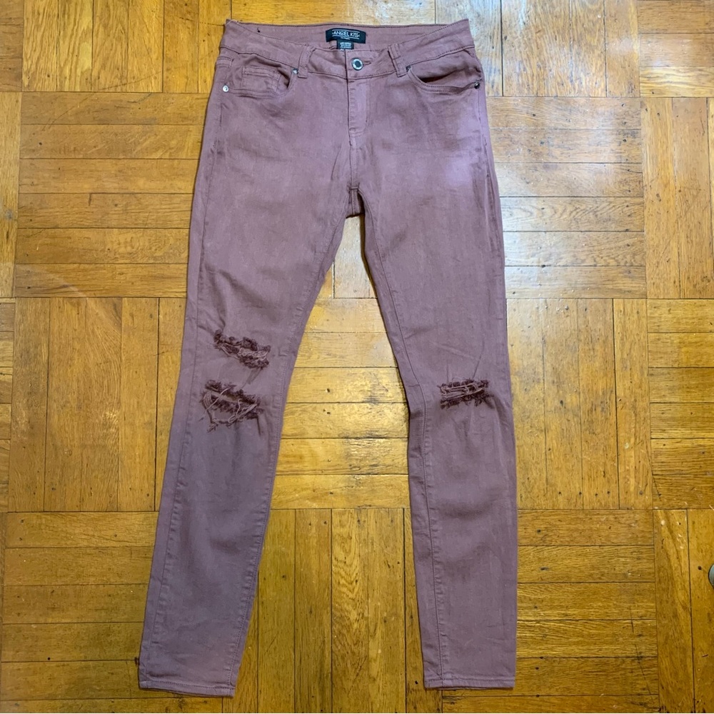Angel Kiss Ross Pink/Rose Gold Distressed Jeans size 5 (Juniors)